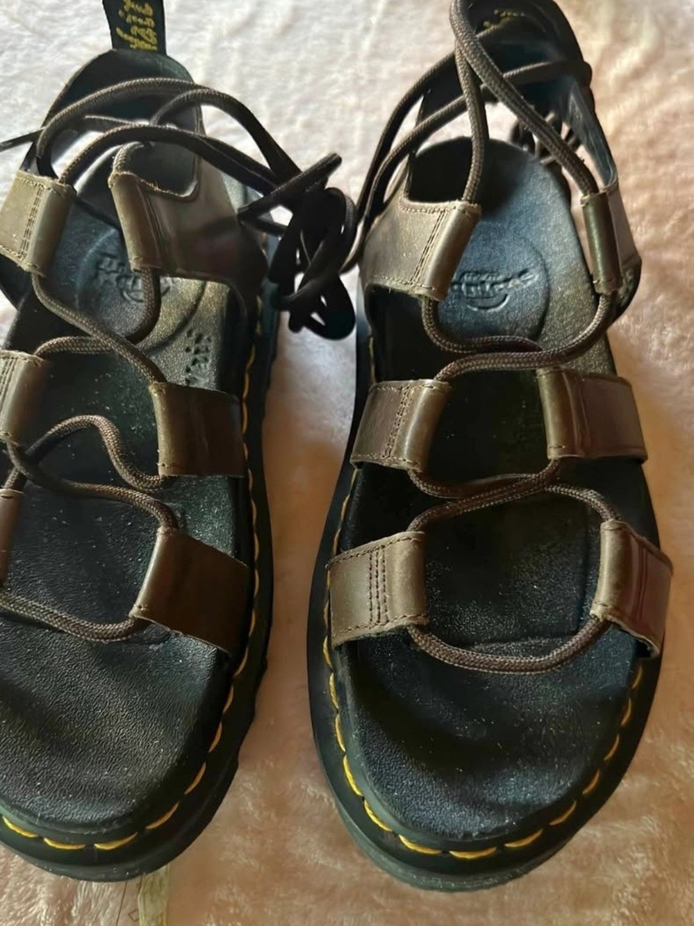 Dr. Martens Brown and Black Leather Strap Sandals